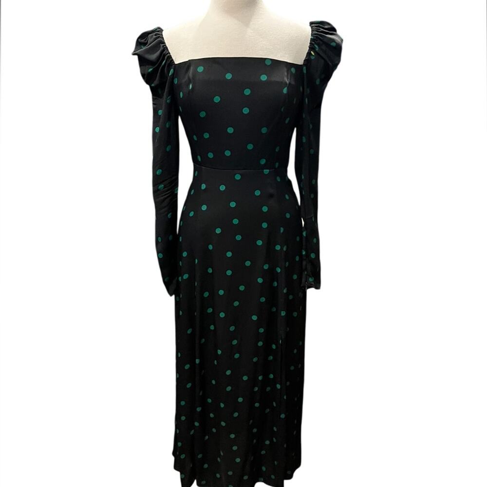 & OTHER STORIES Black fitted polka dot dress Long Sleeve Midi Size 8 - Picture 5 of 12